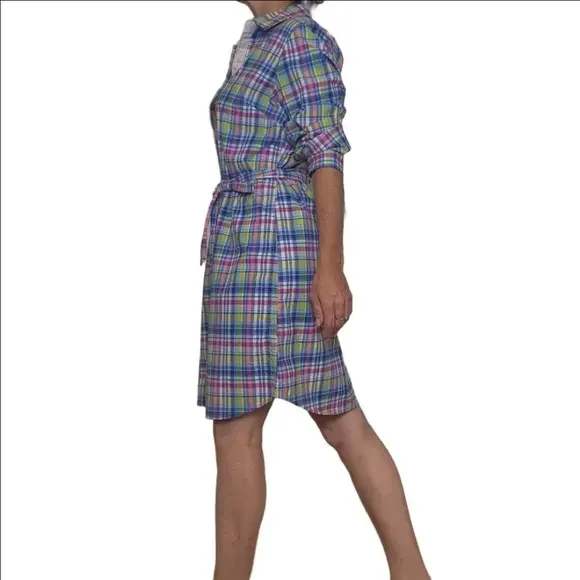Button down Shirt dress Plaid Collared Long Sleeves Cotton blend US POLO ASSN - Picture 5 of 16